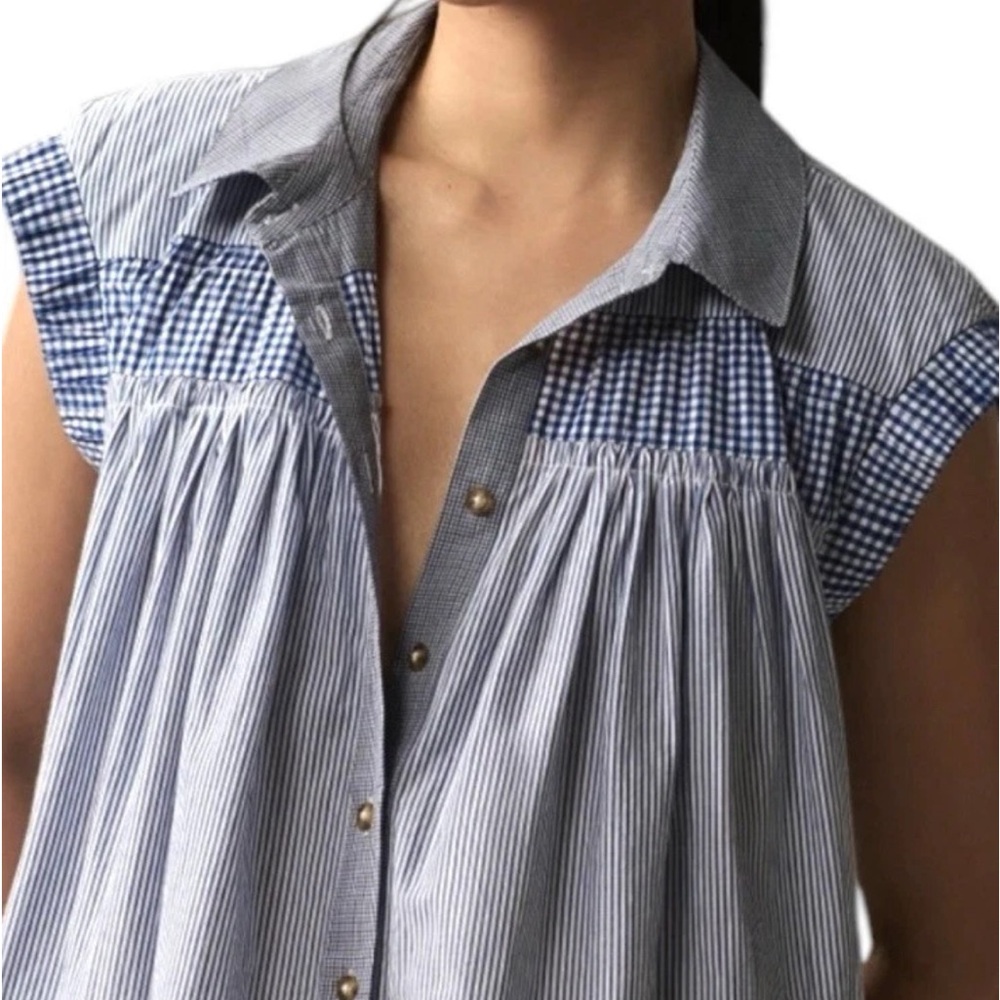 Pilcro Blue and White Checkered Dress